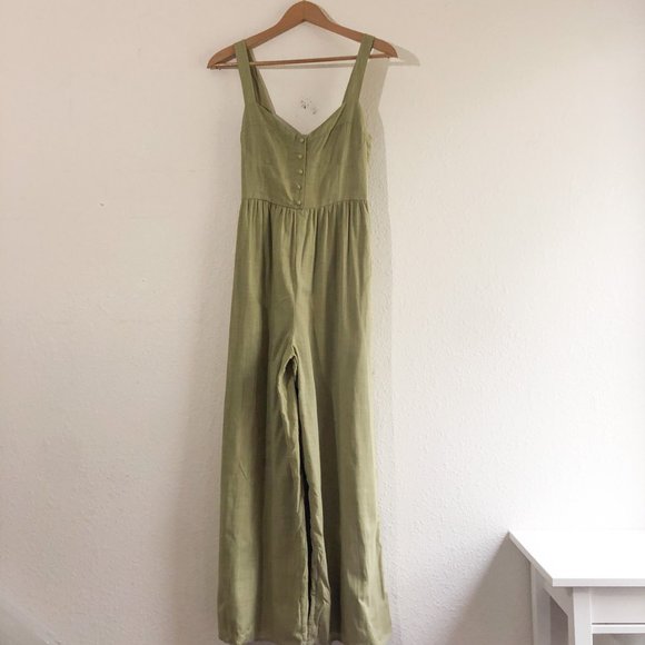 Lulu's Green Corset Linen Blend Jumpsuit Size Medium - Picture 1 of 8